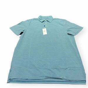 Southern Tide Brrr Bellview Stripe Baltic Teal Performance Polo Mens X-Large New
